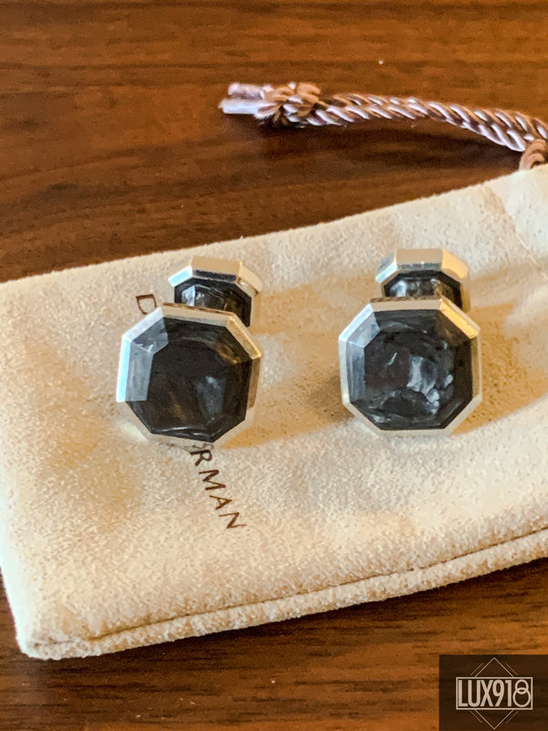 David Yurman Sterling Silver & Forged Carbon Cufflinks