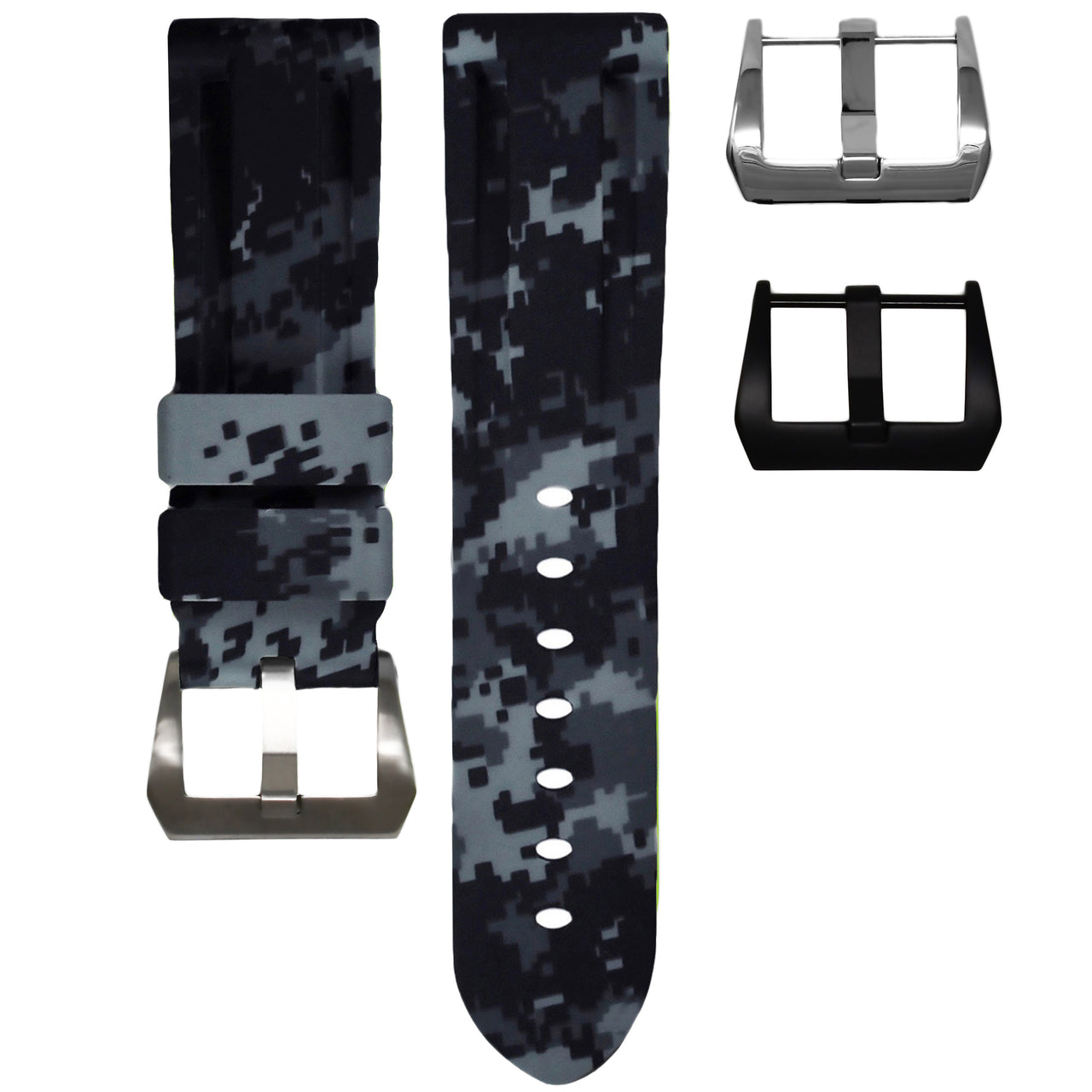 HORUS Graphite Digital Camo Rubber Strap, 22mm