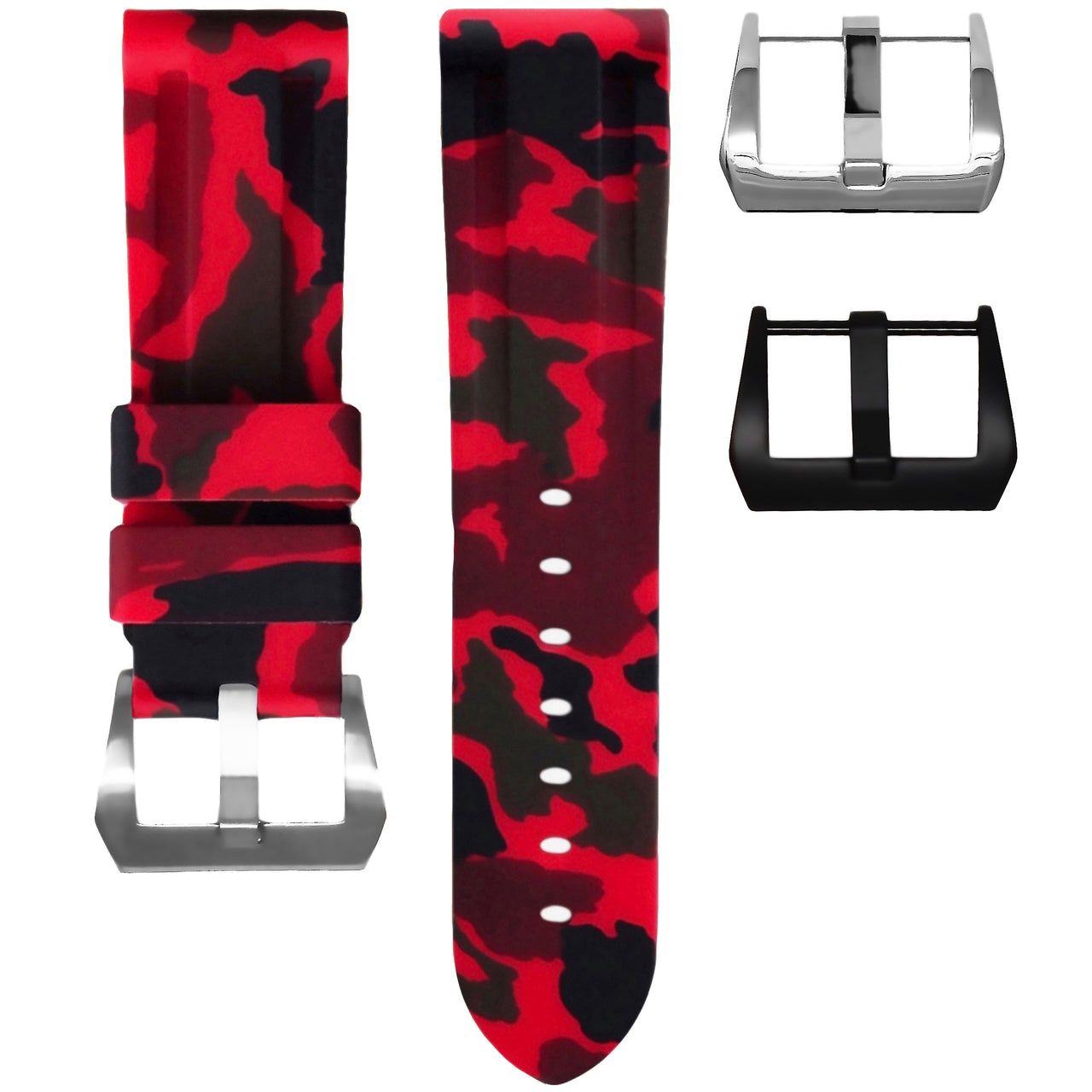 HORUS Red Camo Rubber Strap, 26mm