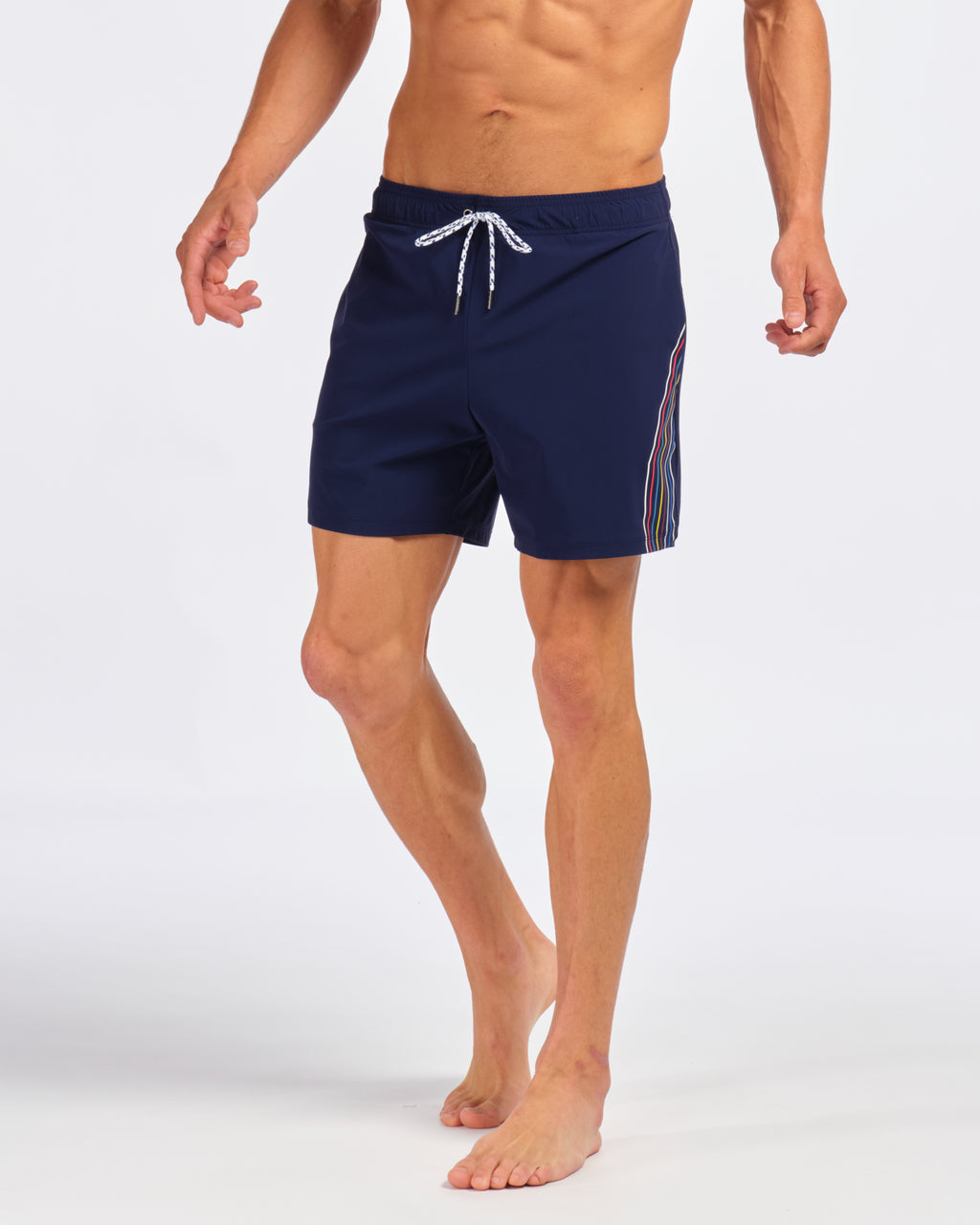 Fletcher Trunk, Navy Stripe 6" Inseam