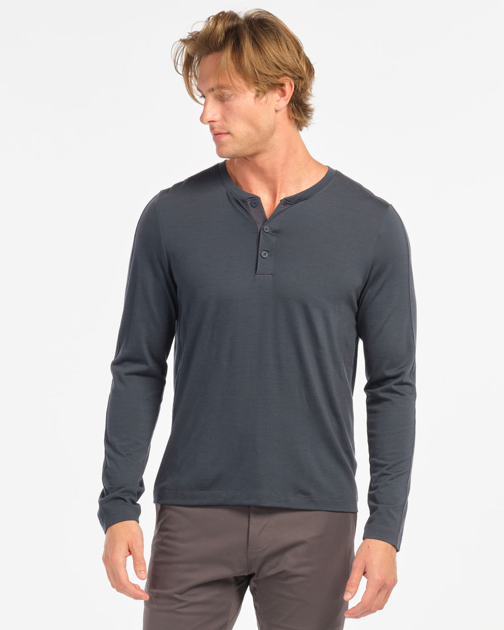 Trek Merino Wool Henley, Asphalt