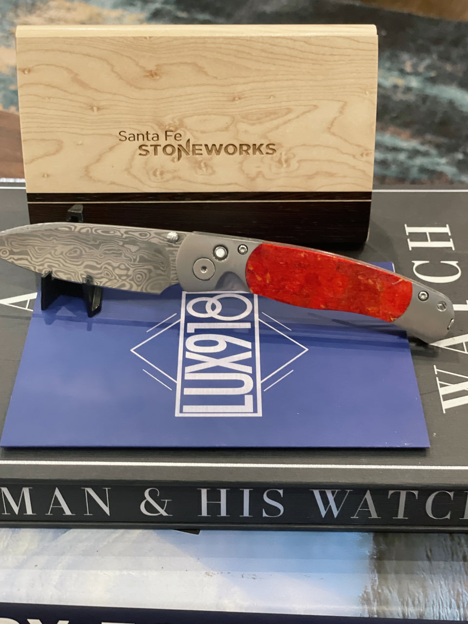El Ray Damascus Custom, Fossilized Red Coral