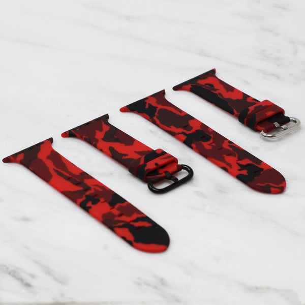 HORUS Apple Watch Red Camo Rubber Strap, 42mm & 44mm