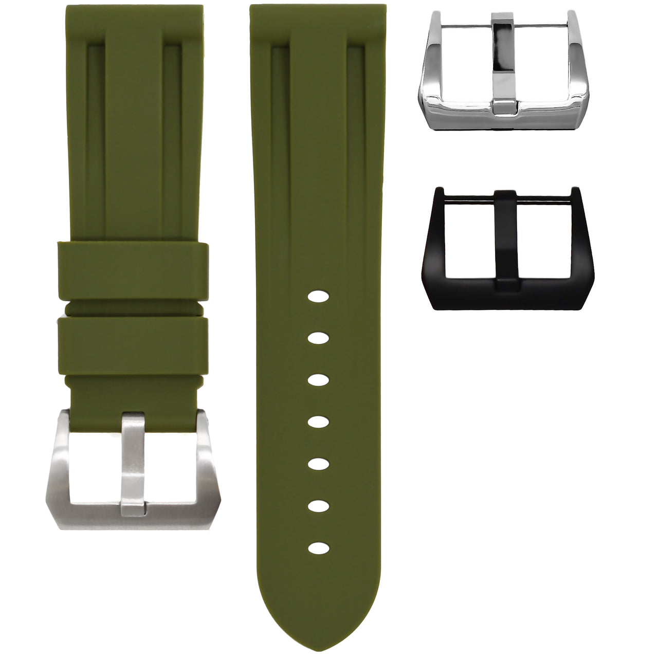 HORUS Olive Green Rubber Strap, 22mm