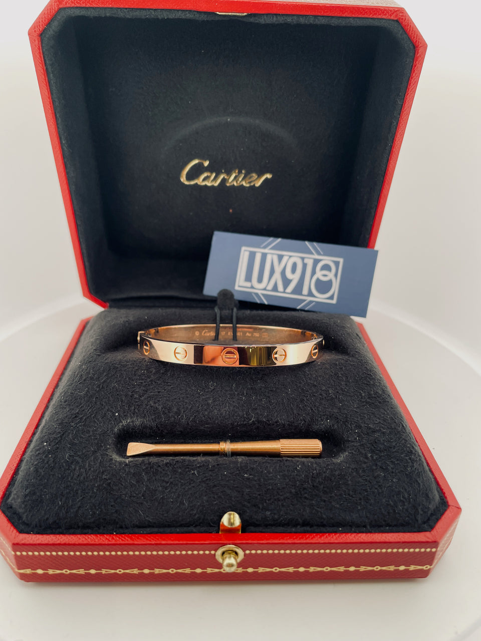 Cartier 18k Rose Gold 4 Diamonds Bracelet Size 17 – GoldenBrightJeweler