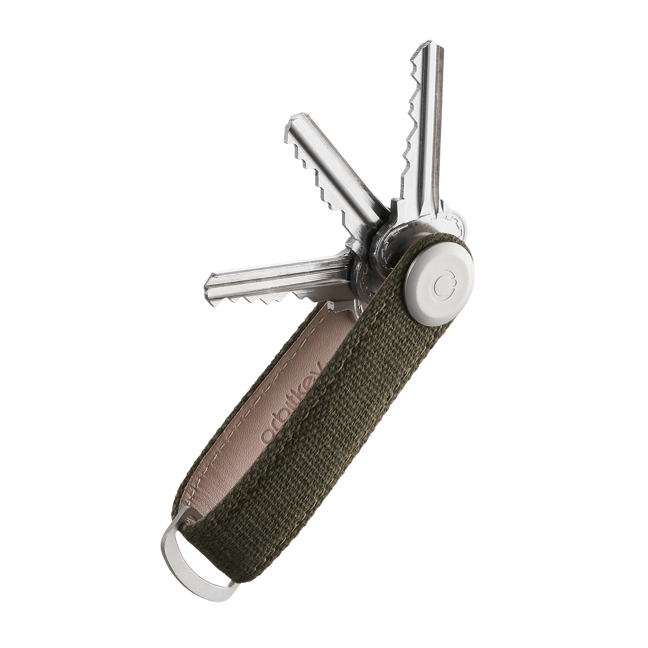 Orbitkey Key Organizer 2.0 Canvas, Olive with Olive Stitching